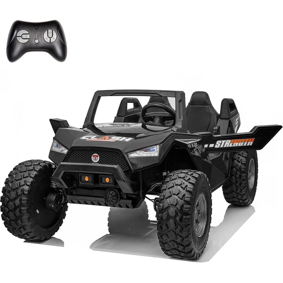 VOLTZ TOYS 2 Seater 24V Ride on Car for Kids, High Speed Up to 15 km/h Off-Road Dune Buggy UTV with 2+1 Seats, Electric Vehicle for Kid with Remote Control, Music, Suspension and LED Lighting (Black)
