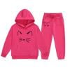 thumbnail image 3 of shqvo Girls' Activewear Hooded Sets Size 2-13 Catrtoon Cat Print Hooded Hoodie and Sweatpant 2 Piece Sweat Suits Long Sleeve Solid Color Kids Sweat Set Fall Outfits Fall Clothes for Toddler Girls, 3 of 7