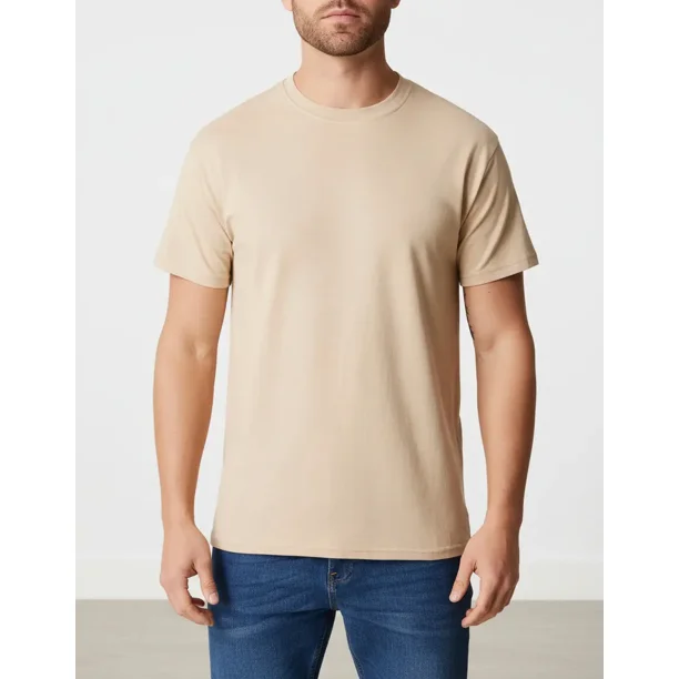 Playera Hombre 100% Algodón Corte Regular Color Caqui