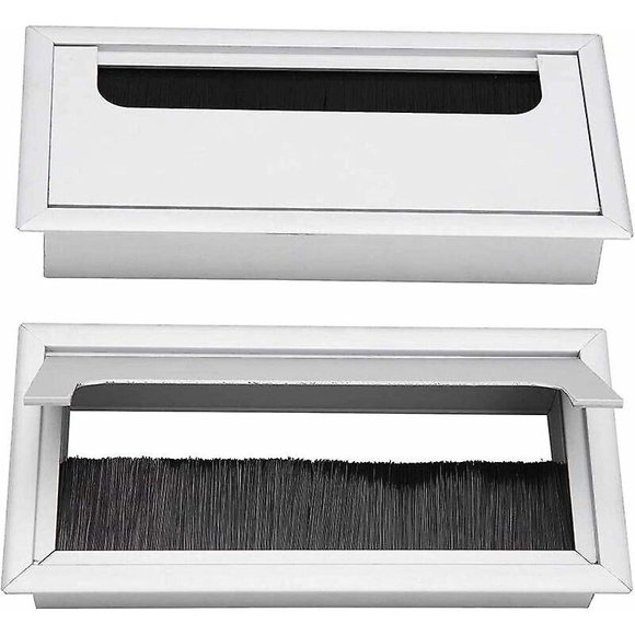 2 Pieces Cable Grommet Square Desktop Grommet Hole Cover, Recessed Cable Grommet Cable Wire Hole Cover, With Brush