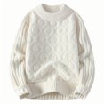 thumbnail image 2 of Miluxas Mens Sweaters Casual Cable Knit Pullover Sweater Crewneck Twist Sweaters White, 2 of 3