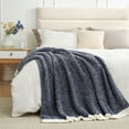thumbnail image 5 of Snuggle Sac Ultra Soft Bedding Blankets Queen Size , Ultra Soft Microfiber Knitted Blanket Cozy Warm Blankets, Heather Navy,90x90 inches, 5 of 6