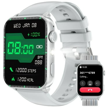 Smart Watch Fits for Android and iPhone Samsung,1.91'' Smartwatch for Men Women,100  Sports Modes Fitness Tracker with Answer Make Calls/Message Reminder, IP68 Waterproof,Silver
