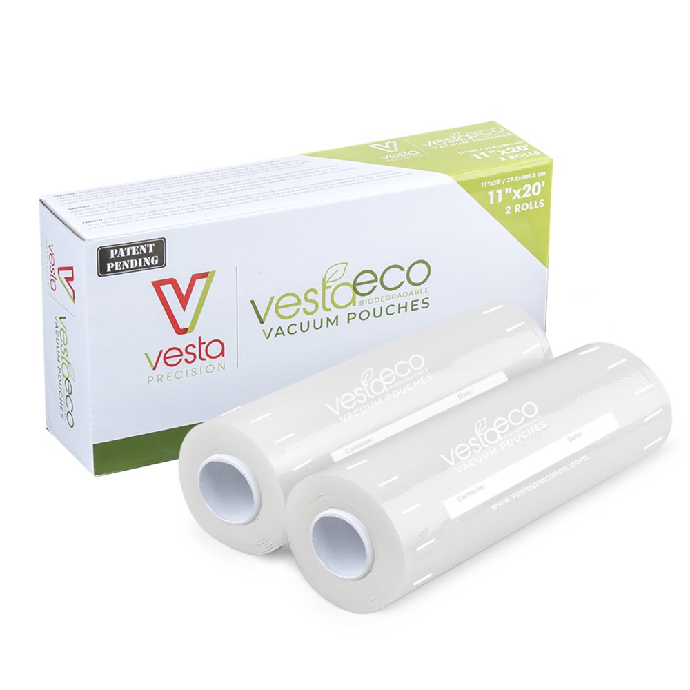 VestaEco Biodegradable Vacuum Sealer Bags Rolls 11x20 2 pack OK