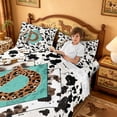 thumbnail image 3 of meiyoeat Western Cow Print Monogram D King Sheets For Boys,Leopard Initial Print Bedding,4 Pieces,1 Flat Sheet,1 Fitted Sheet And 2 Pillowcases, 3 of 6