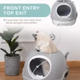 thumbnail image 4 of Cat Litter Box with Lid, Space-Capsule Design with Skylight, Removable Tray & Scoop, Anti-Litter Spill for Cats Under 9 lbs (Tile Blue/Gray), 4 of 7