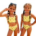 thumbnail image 3 of CCRFTGI Girls Swimsuit Size 7-8 2 Piece Set Swim Vacation Bikini Set Beach Holiday Bathing Suits Cute Summer Fruit Print Girls Clothes Swim Suit Kids Bikini Swimwear Yellow 7-8 Years, 3 of 9
