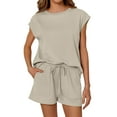 thumbnail image 2 of 2 Piece Sets for Women Casual Summer Khaki L, 2 of 8