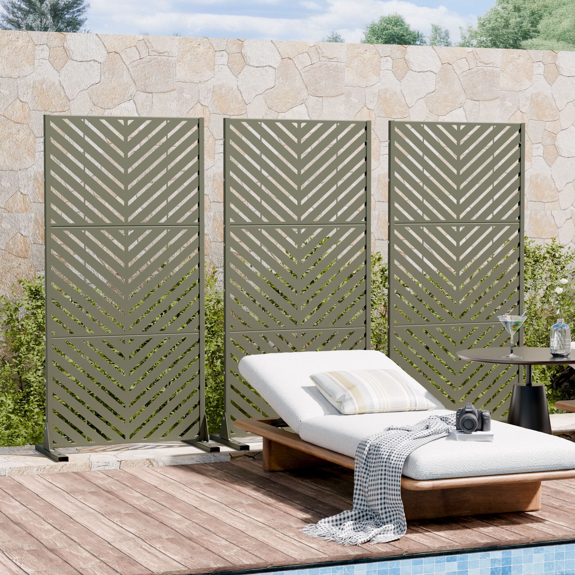 MAYEERTY 59*30in Outdoor Privacy Screen, Portable Metal Privacy Fence, Privacy Panel for Patio, Balcony, Backyard, Garden
