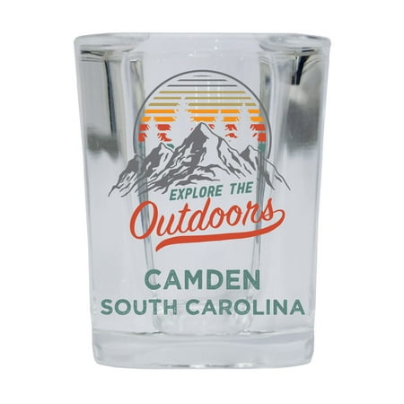

Camden South Carolina Explore the Outdoors Souvenir 2 Ounce Square Base Liquor Shot Glass 4-Pack