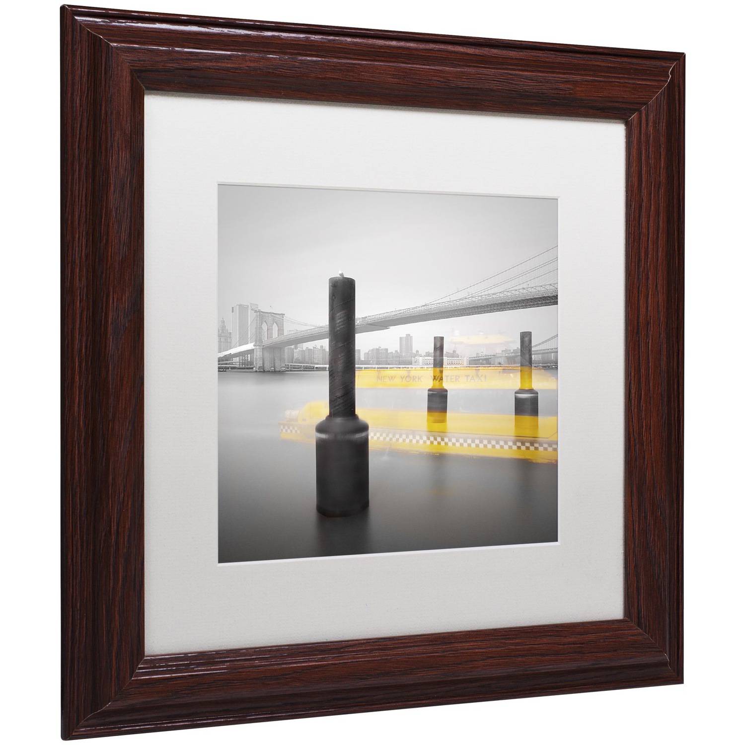 Trademark Fine Art "New York Water Taxi" Canvas Art by Moises Levy White Matte, Wood Frame