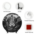 thumbnail image 4 of Wukai Geometric Bull Design Print Decorative Plate for Display,Bone China Decorative Plate, Ceramic Dinner Plate with Stand, Vertical Ceramic Plate-6in, 4 of 6