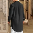 thumbnail image 4 of zfhfof Mens Kaftan Thobe Button Down Long Sleeve Robe Casual Henley Shirts Cotton Linen Muslim Gown Tops, 4 of 9