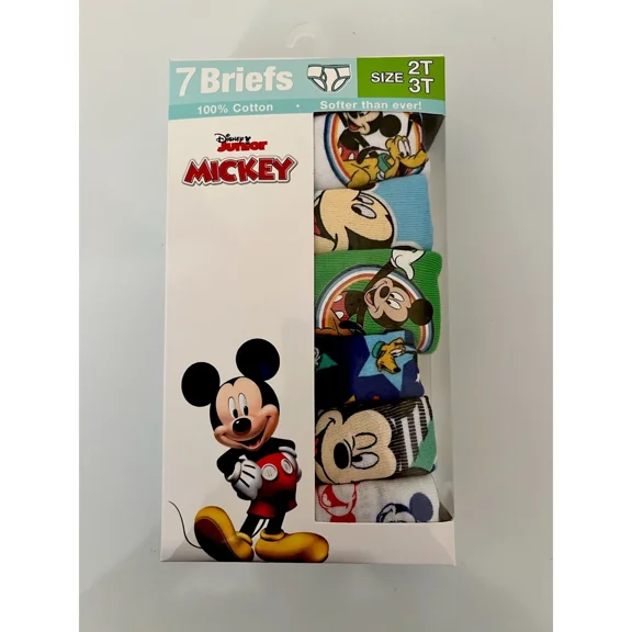 Disney Junior Mickey Boys Brief/ Underwear Size 2T-3T (7 Pack)