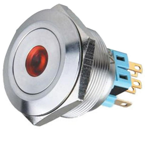 28mm push button switch light 12v flat head 1no 1nc self reset