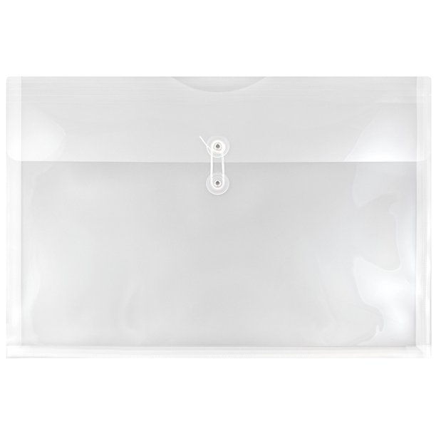 JAM Plastic Envelopes, 12 x 18, Clear, 12/Pack, Button String, Booklet