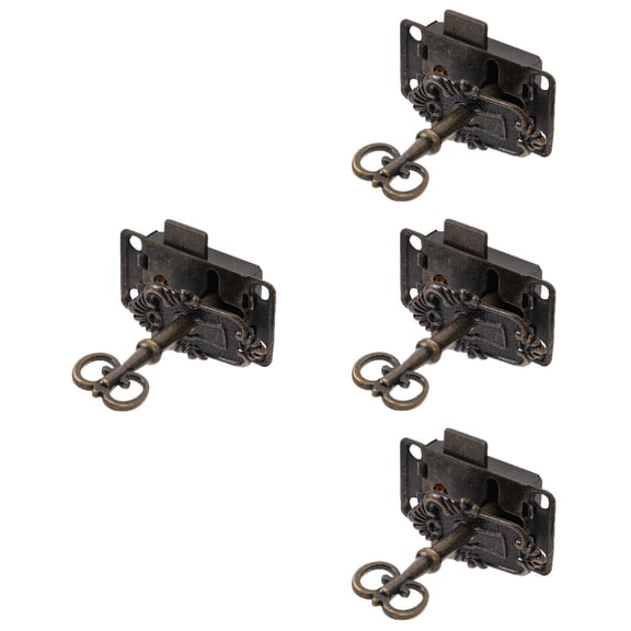 LITINKIMI Retro Furniture Door Lock, Dark Brown, Classic Design, Easy DIY Installation, 4Sets