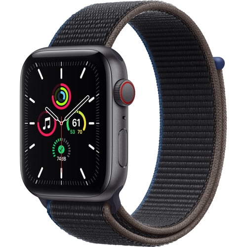 Pre-Owned Apple Watch SE GPS + Cellular, 44mm Space Gray Aluminum Case with Black Sport Band - Regular