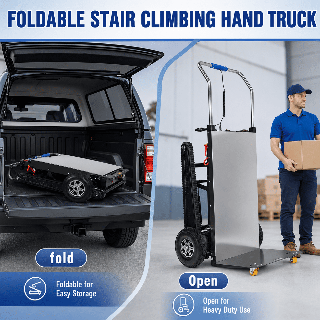 RXFSP Electric Stair Climbing Dolly - 661lb 600W Powered Hand Truck with Rubber Tracks | Heavy Duty Industrial Design (Black)
