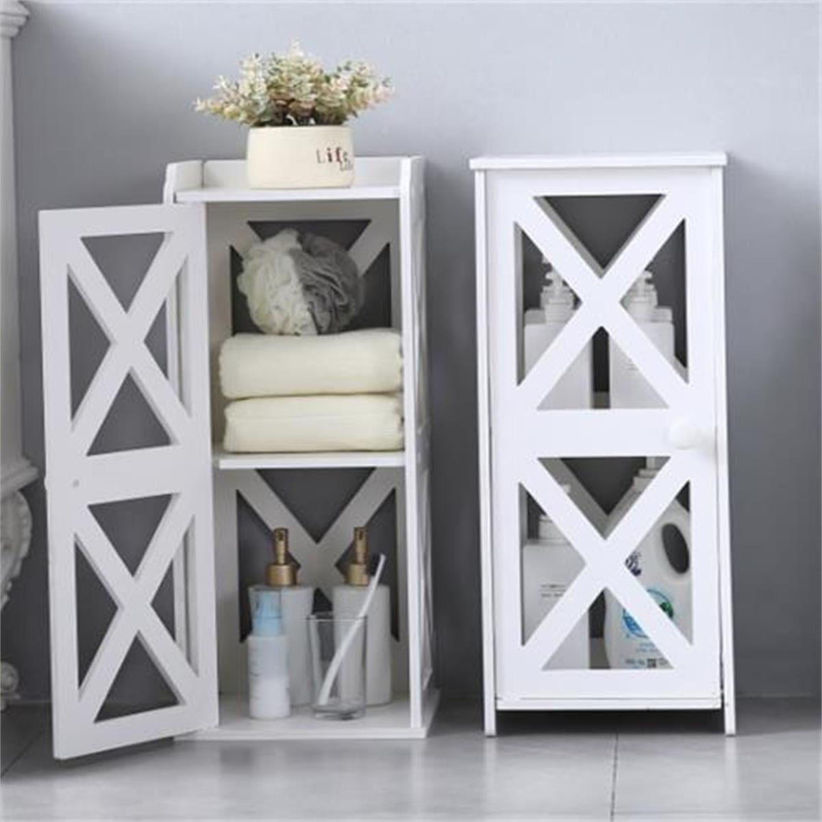 Kepooman Bathroom Corner PVC Storage Floor Cabinet for Bedroom Living Room, White Kepooman Bathroom Corner PVC Storage Floor Cabinet for Bedroom Living Room, White