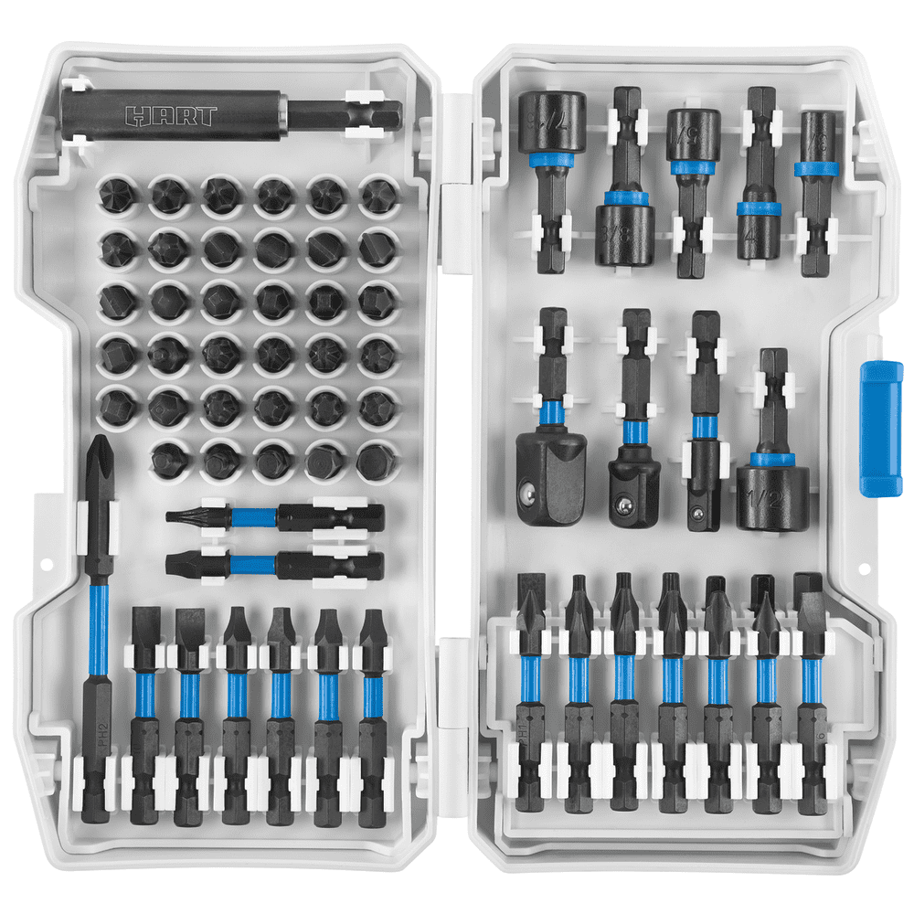 HART 68Piece Impact Driver Bit Set with Storage Case, Torsion Zone