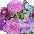 thumbnail image 2 of Mainstays Artificial Silk Rose and Hydrangea Mixed Flower Bush, Purple, 16 in, Indoor Use, 2 of 8