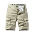 thumbnail image 4 of LIIPEE Mens Casual Shorts Summer Comfortable Solid Color Straight Shorts With Pockets Male Cozy Daily Indoor Outdoor Shorts,Khaki,36, 4 of 4