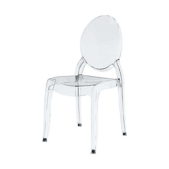 Fohfurniture Set of 4 Large Ghost Chairs, Modern Acrylic Stacking Chairs, Kitchen and Dining Room, Circle-Back Armless Chair for Events, Weddings, Banquets (3in Wider & 2.5 inches Higher)