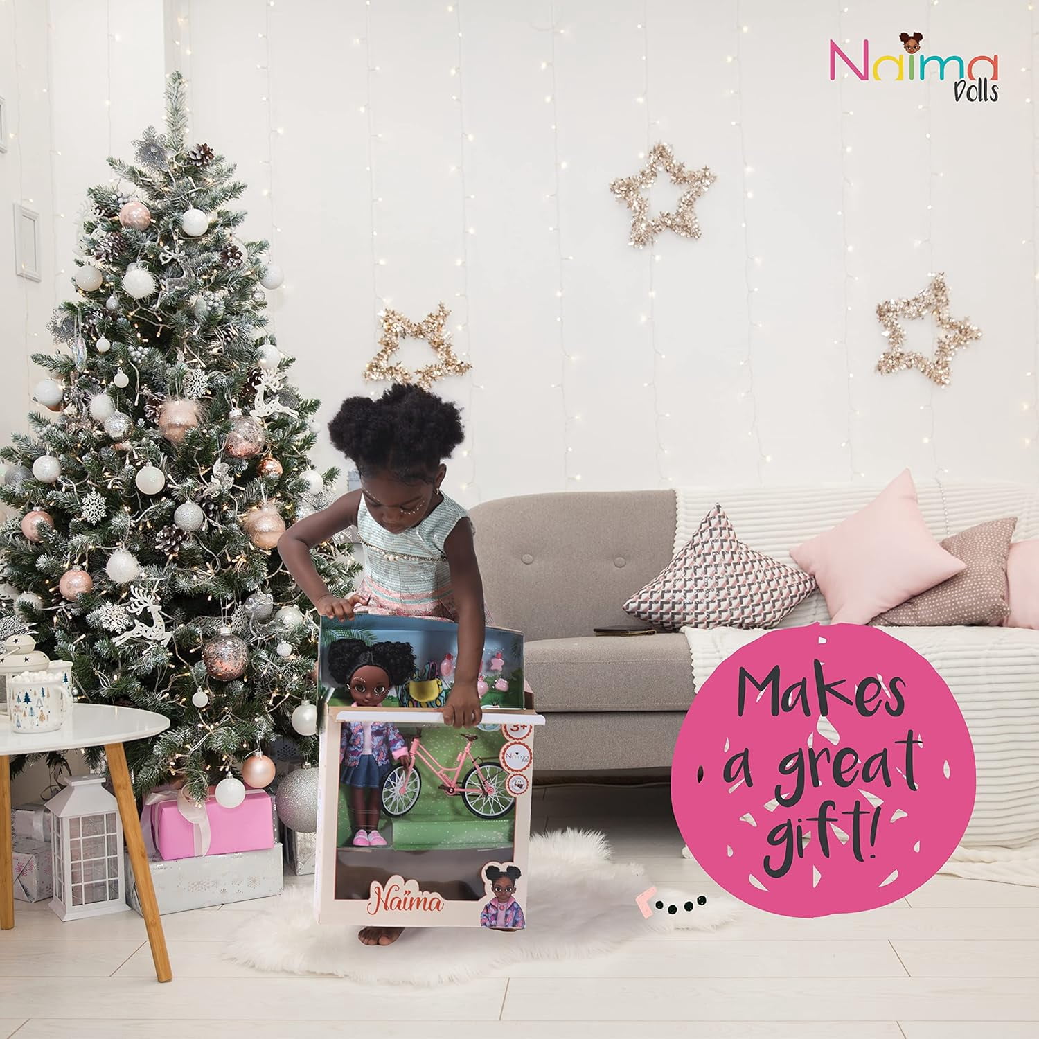 African American Barbie Doll with Realistic Natural Hair wearing African Clothing for Age 3+ by NaimaDolls