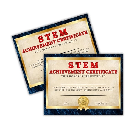 STEM Certificate of Outstanding Achievement 50pk 8.5x11 Science Fair Technology Engineering Mathematics End of Year Award Students