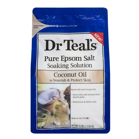 Essential Oils Bath Salt - Dr Teal's Pure Epsom Salt Soaking Solution, Nourish & Protect with Coconut Oil, 3 lb