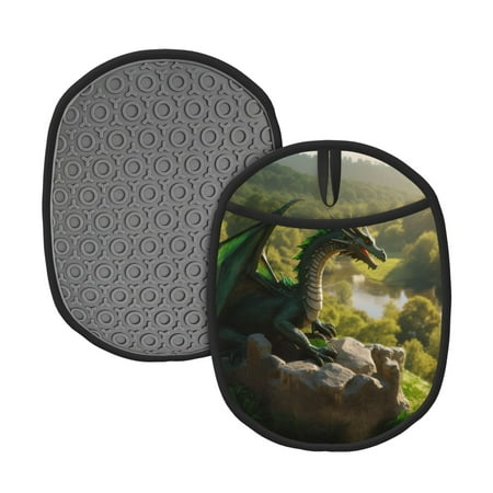 

Matuu Deep Forest Stone Green Dragon for Non Slip Pot Holder for Kitchen Baking and Cooking Silicone Pot Mat Mitten With Hanging Loop Heat Resistant 7.5 x 9.4 Inches