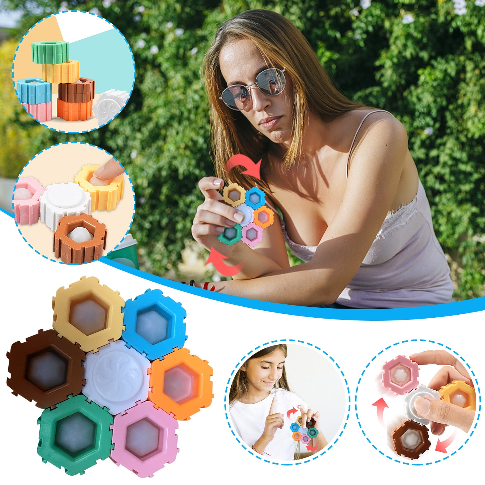 EGNMCR Children's Building Block Puzzle Toy Unlimited Splicing Combination Building Block Puzzle Assembling Decompression Fingertip Toy Christmas Gift Creative Jigsaw