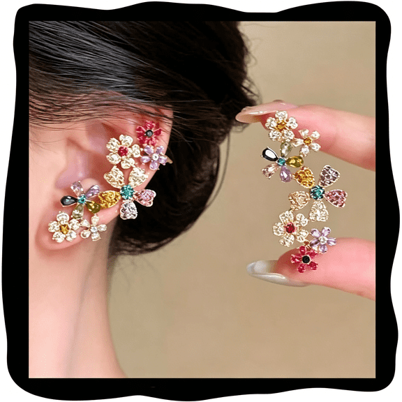 DESIGNICE 1 Pair Flower Ear Climbers Earrings for Women, Daily or Party Wear