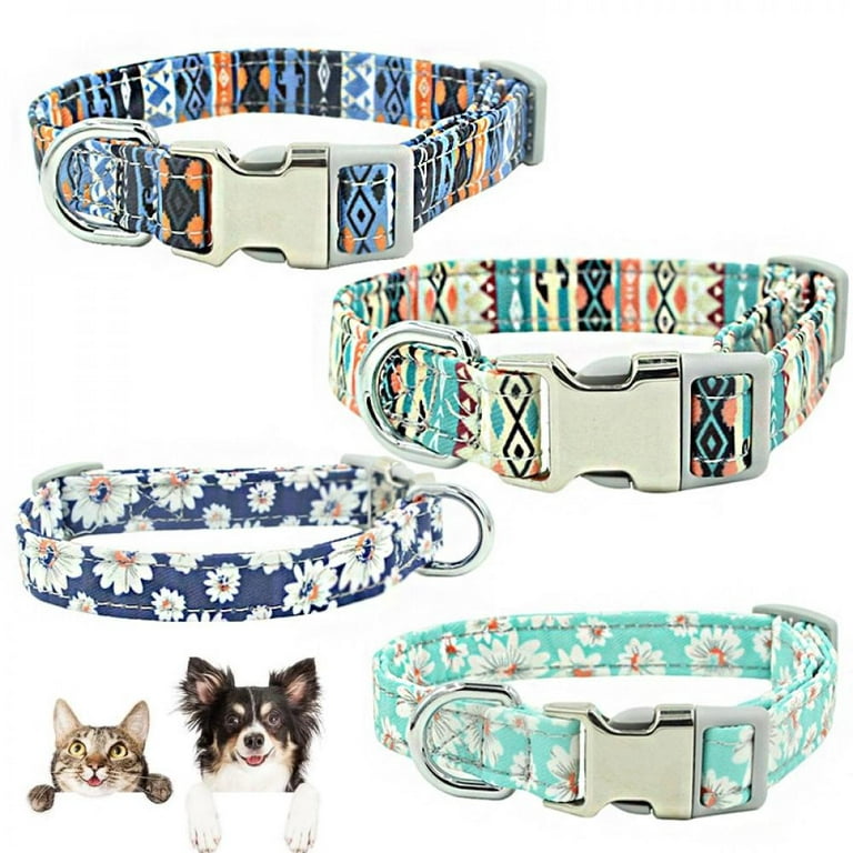Wisremt Personalized Fabric Strong Cloth Durable Tingale Collars Luxury Designer Korean Japanese Style Print Collar for Small Cat Dog Sky Blue M, Size
