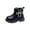 Black, variant on Girls Fleece Ankle Boots Faux Leather Soft Sole Wide Width Fall Casual Platform Boots Beige 13.5 Little Kid