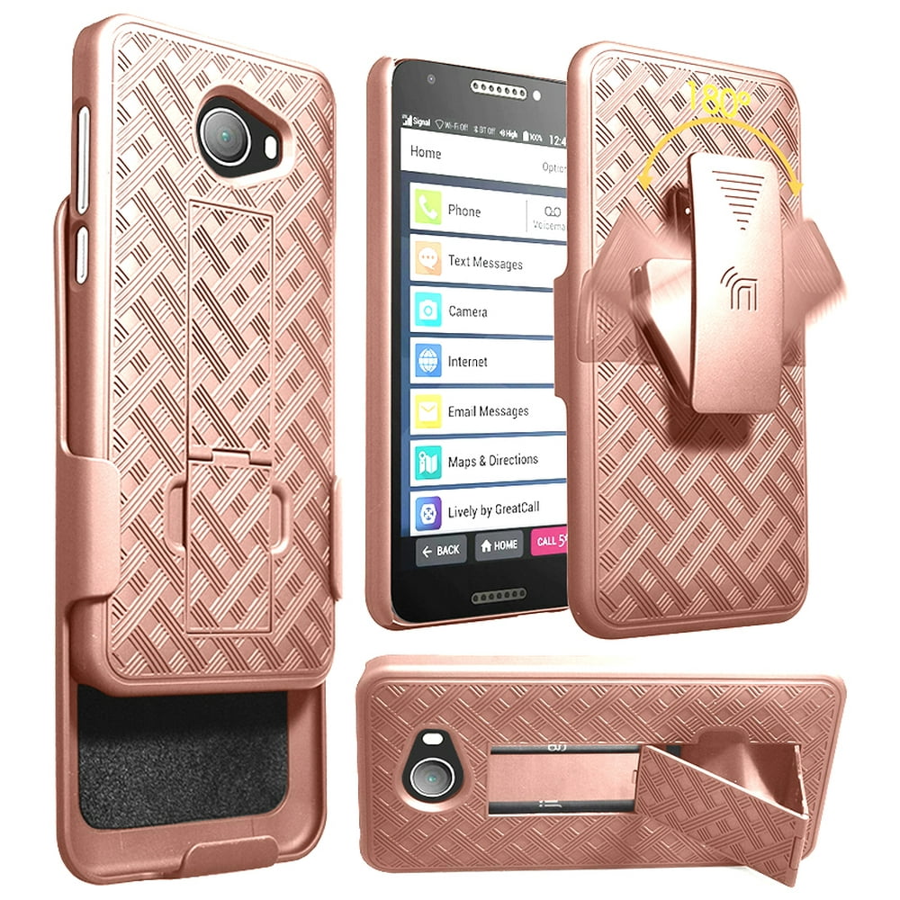Case with Clip for Jitterbug Smart2, Nakedcellphone [Rose Gold Pink