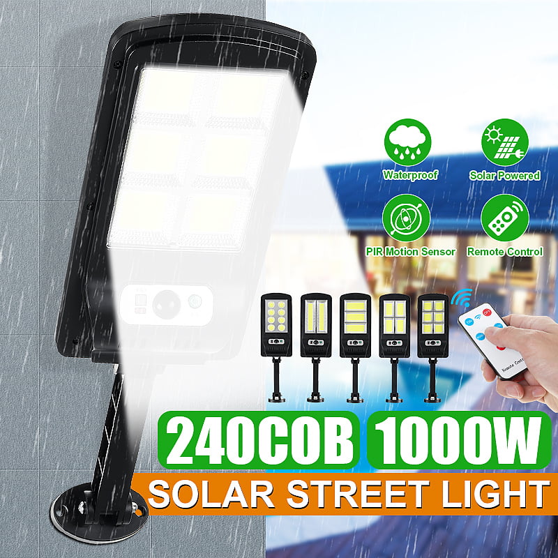 Outdoor Solar Street Wall Light PIR Sensor Motion LED Lamp Remote Control 3Modes 