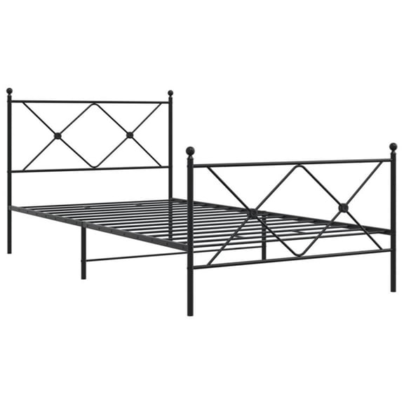 Pemberly Row Contemporary Engineered wood Twin Bed Frame in Black