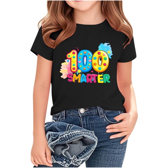 DISKEBUISS T-Shirts for Children - Back to School Print Short Sleeve Round Neck Casual Comfort Top for Everyday & Playing