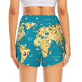thumbnail image 3 of Picia World Map With Landmarks Pattern Women's 2 in 1 Athletic Running Shorts High Waisted Workout Casual Gym Sweat Shorts with Comfy Liner Zipper Pockets-Small, 3 of 9