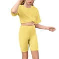 thumbnail image 5 of CYRBOKO Girls Outfit Sets, Casual 2 Pieces Summer T-shirts and Shorts Set Yellow Size 5-6 T, 5 of 9