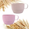 thumbnail image 4 of Zhuge Wheat Straw Plastic Coffee Cups Reusable Mugs with Handles, Unbreakable, Lightweight-2pcs,Pink, 4 of 5