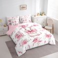 thumbnail image 3 of Homewish Lovely Bowtie Rabbit 7-Piece Bedding Comforter Set,Cute Bowtie Ribbon King Bedding Sets,Pink Flower Floral Bed Sheets For Girl,Ultra Soft Home Decor Reversible, 3 of 8