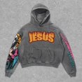thumbnail image 3 of Mens Jesus Graphic Printed Hoodie Loose Fit Long Sleeve Casual Pullover Hooded Sweatshirt Top for Fall Winter, 3 of 4