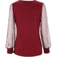 thumbnail image 2 of Women Carnival Sequin Top Sheer Mesh Puff Long Sleeve Fall Fashion Blouses Dressy Casual Crewneck Tunic Tee Shirts, 2 of 8