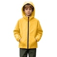 thumbnail image 2 of BLVB Kids Rain Jacket Waterproof Raincoats Boys Girls Lightweight Zip up Hooded Windbreakers for Climbing Camping Casual(Yellow,14-15 Years), 2 of 9