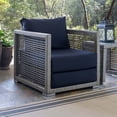 thumbnail image 2 of Modway Aura 15.5" Rattan & Fabric Outdoor Patio Armchair in Gray/Navy, 2 of 8