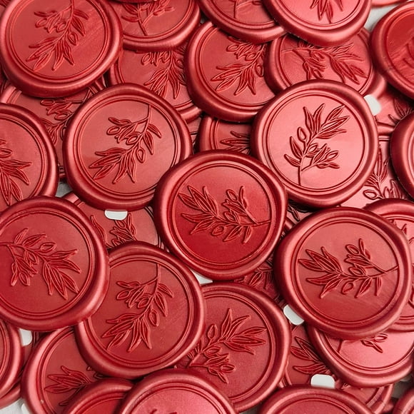 50 pegatinas de cera roja Pilloze, autoadhesivas, 3 cm