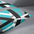 thumbnail image 2 of Set of 2 Throw Pillow Cover Turquoise Black Stripes Grey White Design Retro Teal Decorative Pillow Case Striped Home Decor Square 20x20 Inch Cushion Pillowcase, 2 of 6
